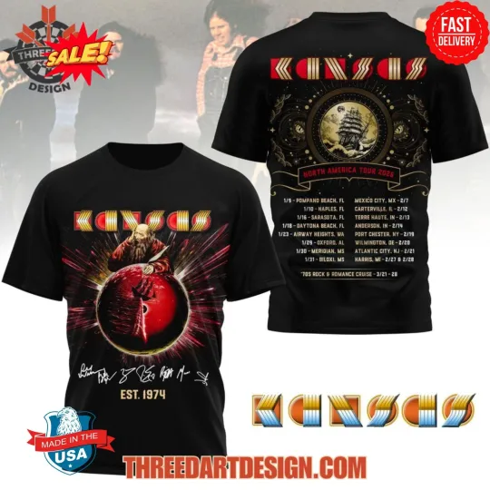 Discover Kansas North America Tour 2026 3D T-Shirt