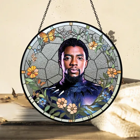 Black Panther Stained Glass Suncatcher - Home Window Hanging Ornament