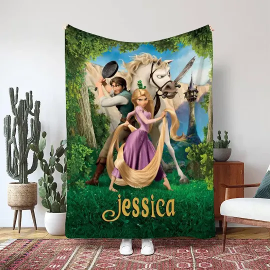 Disney Tangled Rapunzel Fleece Bed Custom Blanket Gift For Fan, Kids