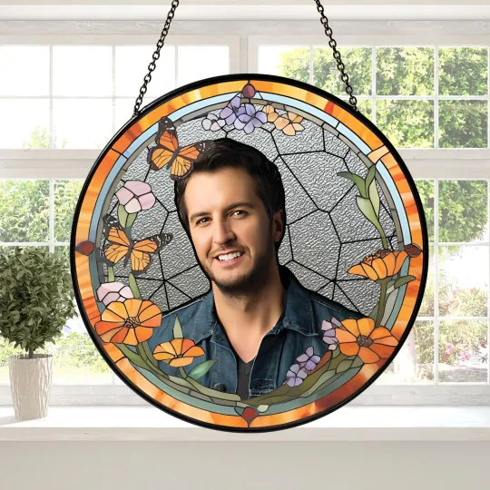 Luke Bryan Stained Glass Suncatcher - Home Window Hanging Ornament