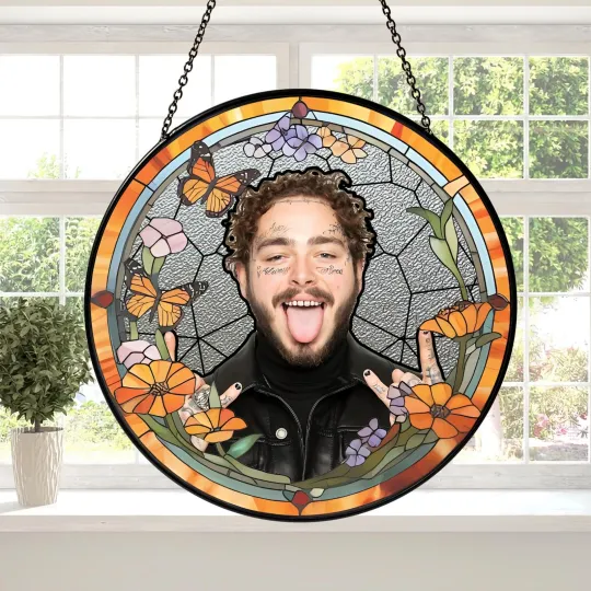 Discover Post Malone Stained Glass Suncatcher - Home Window Hanging Ornament