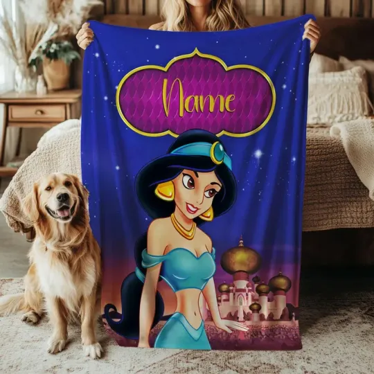 Discover Disney Aladdin Jasmine Fleece Bed Custom Blanket Gift For Fan, Kids V4