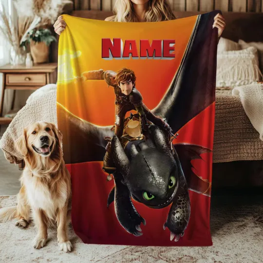 Discover Disney Dragon Black Fleece Bed Custom Blanket Gift For Fan, Kids