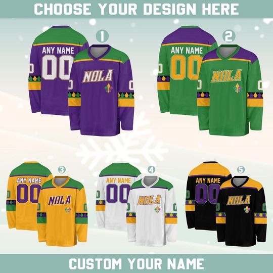 Discover Personalized Mardi Gras Hockey Jersey, Custom Name Mardi Gras Hockey Jersey, Hockey Jersey Uniform For Hockey Fans, Mardi Gras Outfit