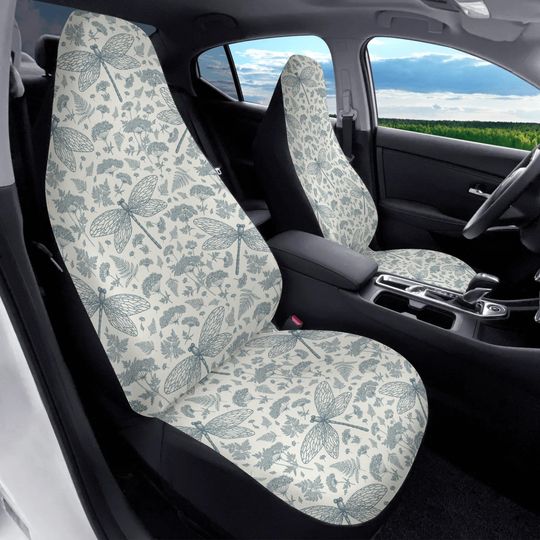 Dragonfly Car Seat Cover Full Set, Cottagecore Seat Covers for Vehicle, Botanical Car Decor