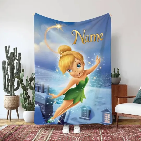 Discover Disney Tinkerbell Fairies Fleece Bed Custom Blanket Gift For Fan, Kids V1