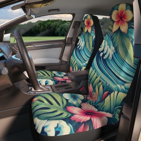 Discover Hawaiian Car Seat Covers, Tropical Floral Vehicle Accessories, Summer Beach Theme, Auto Decor, Car Interior Protection