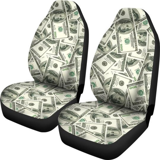 Discover Dollar Bill Car Seat Covers: Universal Fit, Set of 2