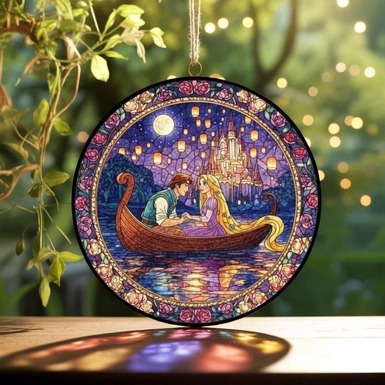 Rapunzel Stained Glass Suncatcher, Disney Princess Rapunzel Suncatcher, Rapunzel Sun Glass, Tangled Stained Glass,Disney Princess Suncatcher