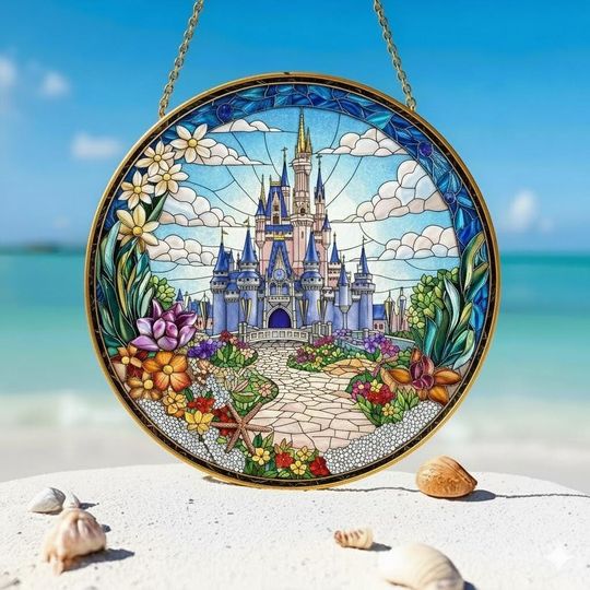 Discover Disneyland Stained Glass Suncatcher, Disney Castle Suncatcher, Magic Kingdom Suncatcher, Disney Castle Window Hanging, Disney Fan Gift