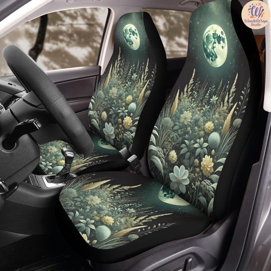 Discover Fantasy Night Scenes Car Seat Covers (2Pcs): Floral Polar Fleece Protector Set