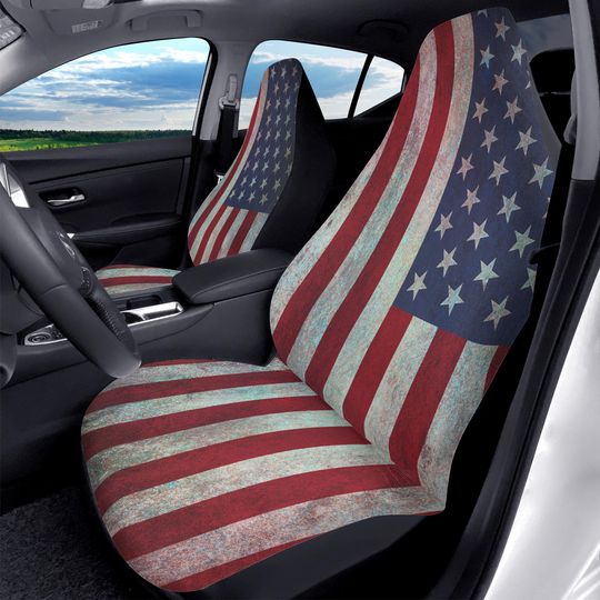 Discover Vintage American Flag Car Seat Covers - 2Pcs