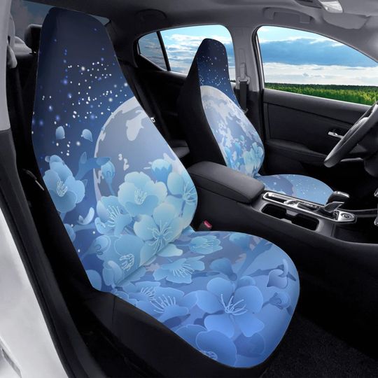 Discover Sakura Anime Car Seat Cover - Cherry Blossom Bl Moon Car Decor, Full Set, Front or Back