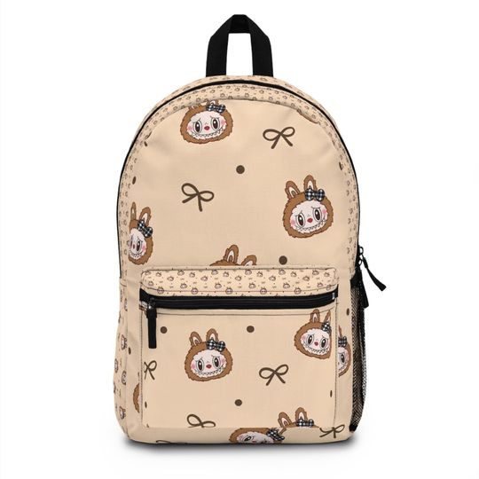 Discover Kawaii Bunny Face Pattern Backpack | Beige Bow Dots Kids School Bag