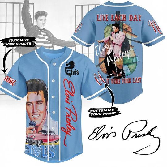Discover Personalized Elvis Presley Baseball Jersey, Elvis King Jersey, Rock And Roll Music Shirt