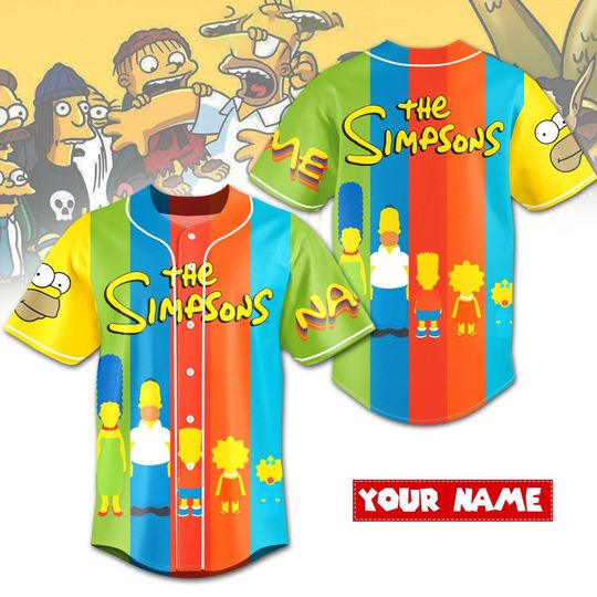 Personalized The Simpsons Baseball Shirt, Simpsons Sitcom Jersey, Simpsons TV Show Merch Shirt
