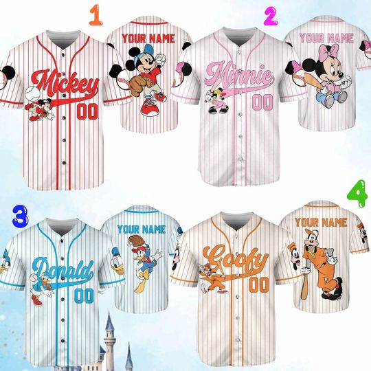Discover Personalized Mickey And Friends Baseball Jersey, Disney Mickey Kids Youth Adult Outfit