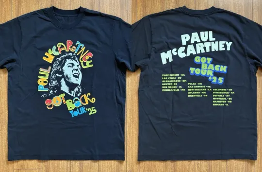 P mccartney Got Back Tour 2025 T-Shirt Black