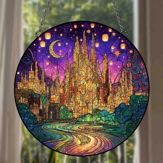 Disney Princess Rapunzel Suncatcher, Rapunzel Tangled Stained Glass Suncatcher, Rapunzel Castle Suncatcher, Disney Princess Suncatcher