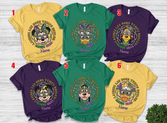 Discover Personalized Mickey And Friends Disney Mardi Gras Shirt, Mardi Gras Carnival 2026 Shirt, WDW Disneyland Family Mardi Gras SL4X01