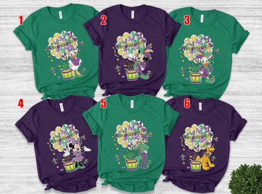 Mickey And Friends Daisy Duck Mardi Gras Balloon Matching T-shirt, Disney World New Orleans Fat Tuesday Tee