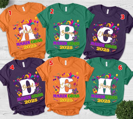 Personalized Monogrammed Family Shirt, Custom Mardi Gras With Name, Mardi Gras Family Shirts, Fat Tuesday, Louisiana Family Vacation