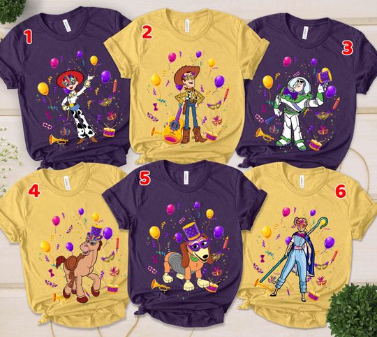 Disney Pixar Toy Story Mardi Gras Shirt, Buzz Lightyear Woody Jessie Rex, Disney Family Fat Tuesday New Orleans, Disney Fleur De Lis