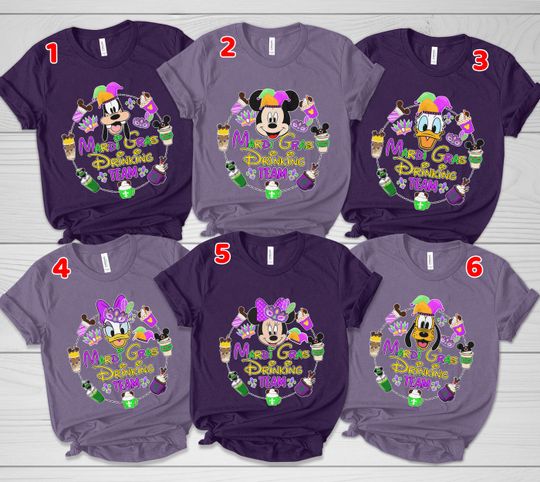 Discover Mardi Gras Drinking Team Mickey and Friends Mardi Gras 2026 Shirt/Disneyland WDW Mardi Gras Carnival Shirt/Disney Drinking Team Shirt OGZK08