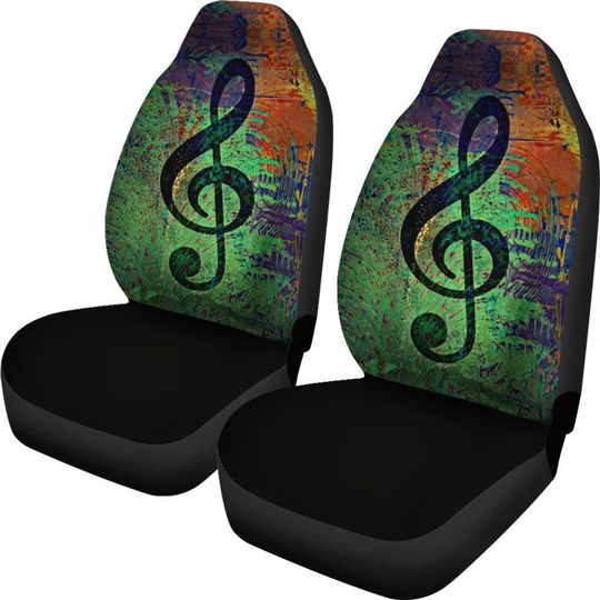 Discover Treble Clef Car Seat Covers: Music Lover Car Accessory (Set of 2)