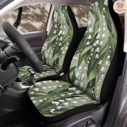 Discover Lily Valley Patterns Car Seat Covers (2Pcs): Floral Polar Fleece Protector Set
