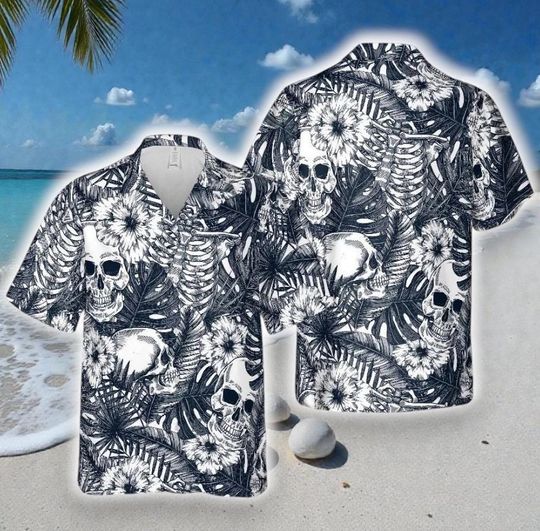 Discover Skull Hawaii Shirt, Vintage Skull Tropical Hawaii Shirt, Funny Skull Holiday Hawaiian Shirt, Palm Tree Skull Shirt, Gothic Hawaii Shirts