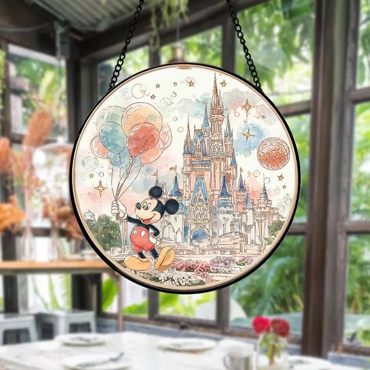 Discover Disney World Suncatcher, Retro Disney Suncatcher, Mickey And Friends Top, Magic Kingdom, Epcot 1982, Disney Vacation Top, Mickey