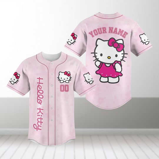 Discover Custom Hello Kitty Baseball Jersey Shirt, Kitty Cat Baseball Shirt, Movie Cartoon Jersey Women, Disneyland Shirt Cute Gift For Her Girl
