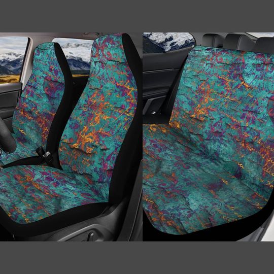 Discover Turquoise Car Seat Cover Full Set, Vintage Glam Seat Covers for Car for Women, Car Seat Covers for Vehicle, Car Cover for Seats, Car Gift