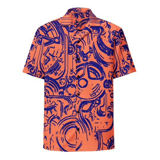 Discover Funky Tiger MechTech Hawaiian Shirt: Gears & Wheels Print