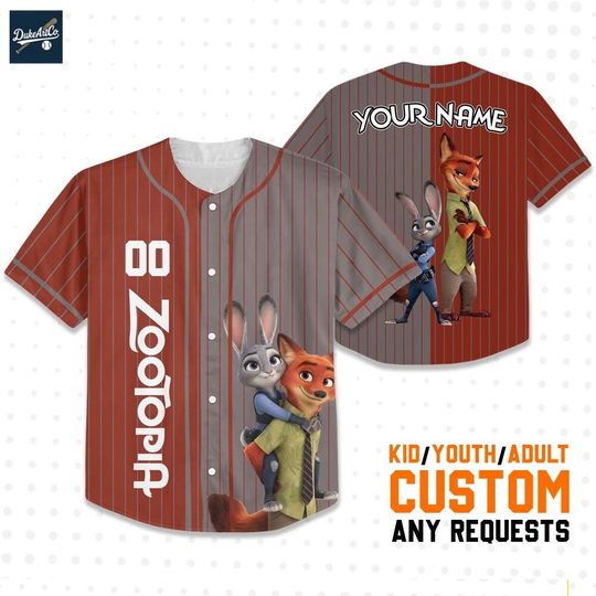 Discover Custom Baseball jersey Zootopia Nick And Judy Half And Half color , Judy Hopps and Nick Wilde shirt, Zootopia 2 , Disneyland Family Trip