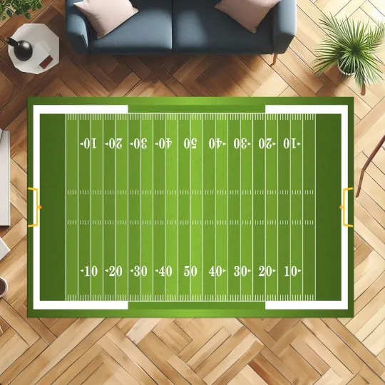 Discover American Football Rug, Soccer Field Rug, Custom Team Logo Rug, Washable Rug