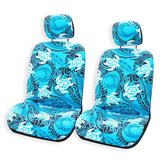 Discover NinthIsle Made in Hawaii - Set of 2, Tribal Turtle (Honu)  Separate Headrest Car Seat Covers - Handmade Customization Bulk and Wholesale
