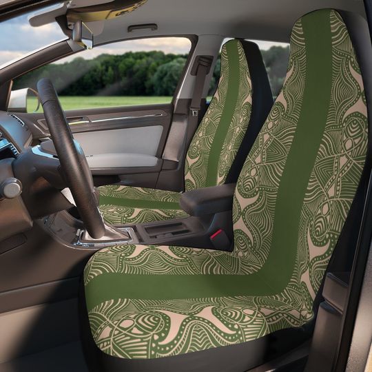 Discover Boho Sage Green Car Seat Covers: Universal Fit, Hippie Car Decor