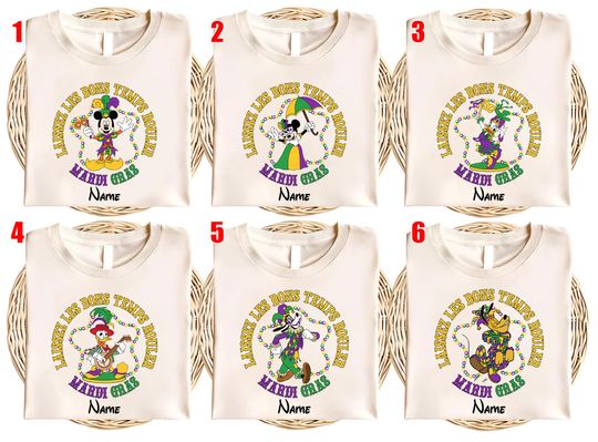 Personalized Mickey n Friends Disney Mardi Gras Shirt, Mardi Gras Carnival 2025, WDW Disneyland Family Mardi Gras