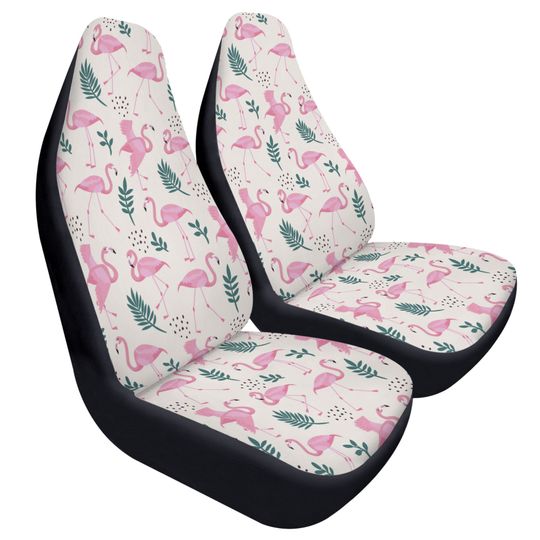 Discover Pink Flamingo Car Seat Covers (2 pcs), Tropical Pattern Front Seat Dog Vehicle SUV Universal Protector Accessory Men Women