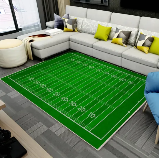Discover American Football Field Rug for Boys' Room Decoration