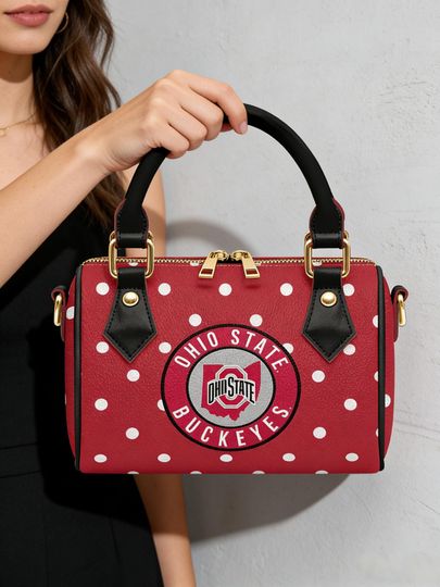 Discover Ohio State Shoulder bag - polka dot pattern game day tote bag - custom with name - a gift for her