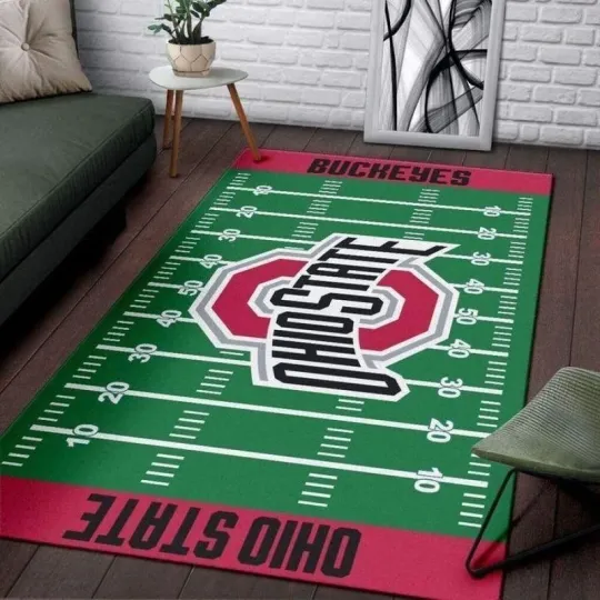 Discover Ohio State Area Rug Football Living Room Carpet Rectangle Floor Rug