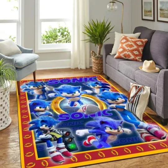 Discover Sonic The Hedgehog Area Rug Gaming Carpet Rectangle Living Room Rug