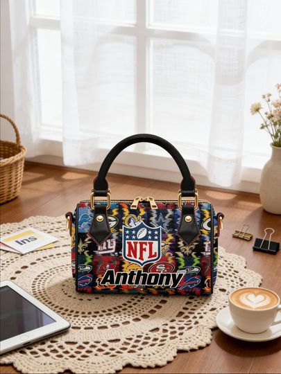 Discover football Custom Name Handbag, Colorful Sports Crossbody Bag, Personalized Gift for Football Lovers