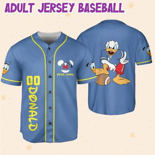 Discover Personalized Disney Donald Duck Lover 3D Printed Baseball Jersey Shirt, Family Baseball Jersey, Custom Jersey Shirt, Donald Lover Gift