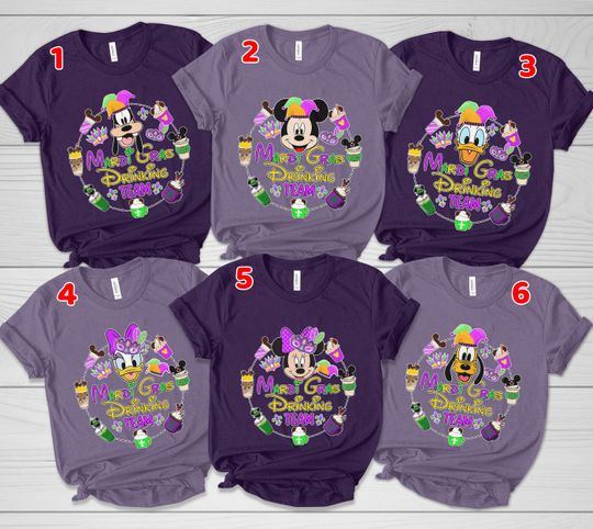 Discover Mardi Gras Drinking Team Mickey and Friends Mardi Gras 2026 Shirt/Disneyland WDW Mardi Gras Carnival Shirt/Disney Drinking Team Shirt OGZK08
