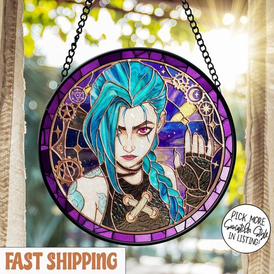 Discover Steampunk Fantasy Girl Suncatcher, Gothic Window Hanging, Stained Glass Style Steampunk Portrait Art, Unique Gift Decor