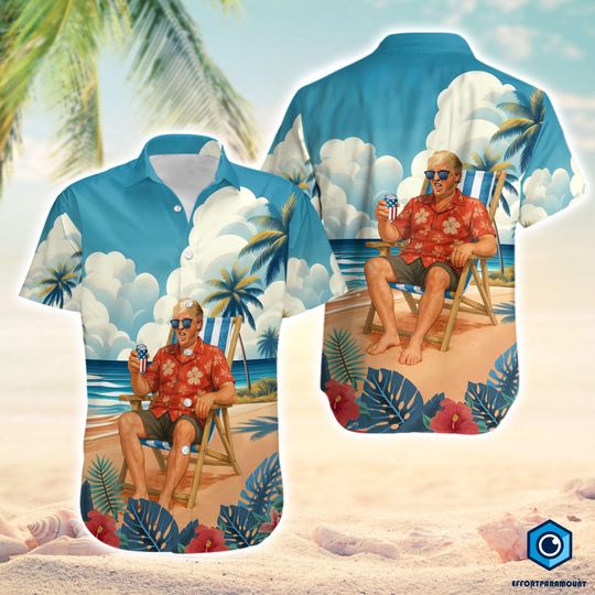 Discover Trump Summer Hawaiian Shirt, President Trump 4th of July Hawaiian Shirt, Cool Patriotic America July Fourth Button Up Shirt